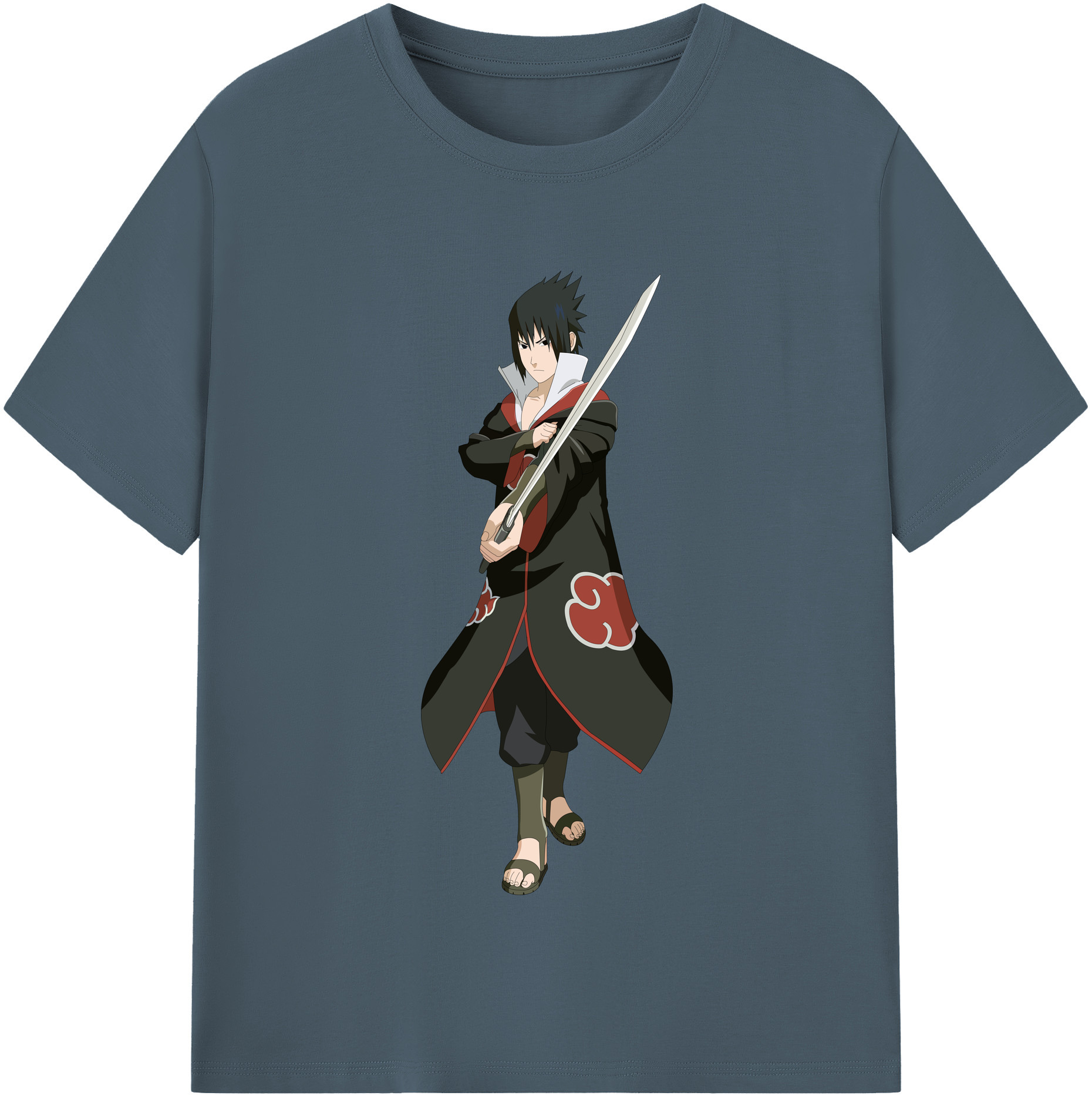 （画像用） NARUTO -ナルト- うちは サスケ Uchiha Sasuke 綿100％半袖Tシャツ（フロントプリント）
